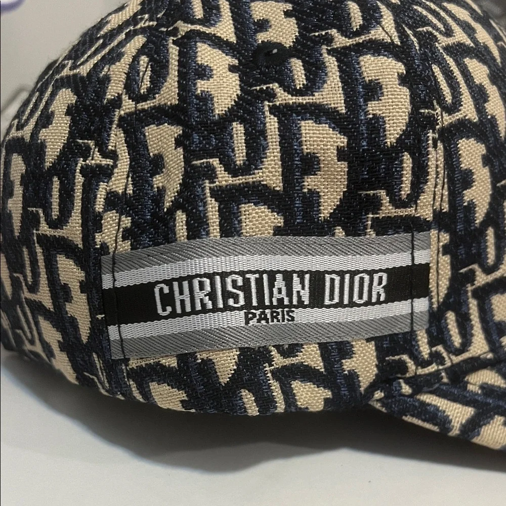 Dior Beige and Navy Monogram Baseball Cap - Picture 2 of 5